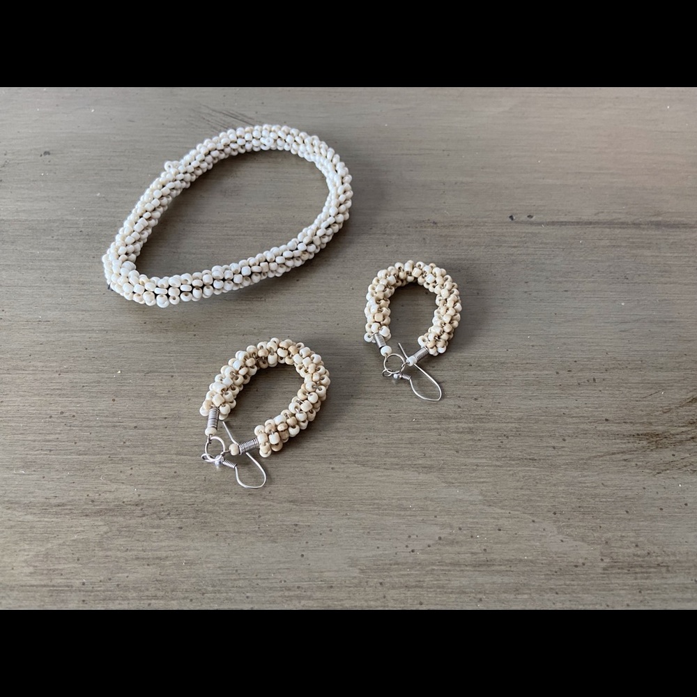 Beaded Bracelet and Earrings